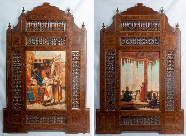 Lotto di due paesaggi orientalisti