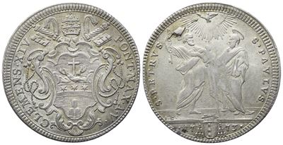 Stato Pontificio, Clemente XIV (1769-1774) — Testone 1773, anno V, argento