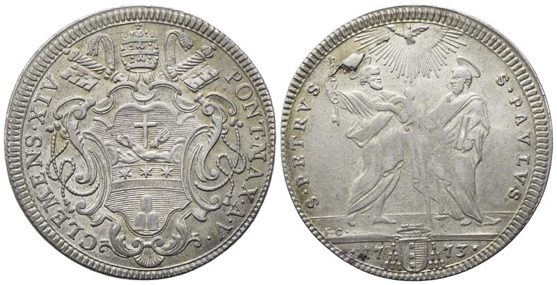 Stato Pontificio, Clemente XIV (1769-1774) — Testone 1773, anno V, argento