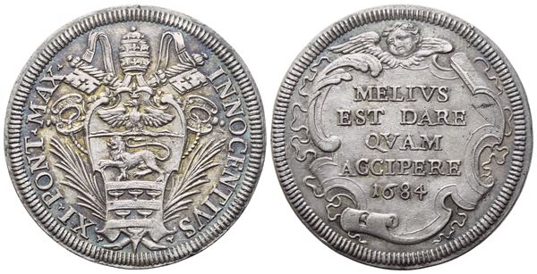 STATO PONTIFICIO. Roma. Innocenzo XI (1676-1689). Testone 1684; Ag (9,06 g; 31,8 mm)