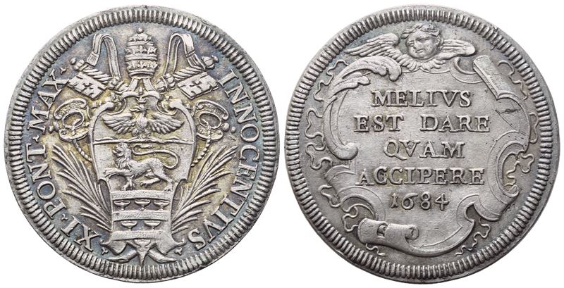 Innocenzo XI, Testone pontificio, Roma, 1684