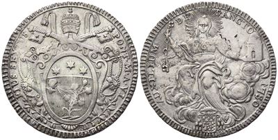 Pio VI, Stemma pontificio con triregno e chiavi decussate (Anno VI, 1780)