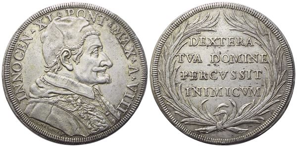 STATO PONTIFICIO. Roma. Innocenzo XI (1676-1689). Piastra 1684 – Anno VIII; Ag 
