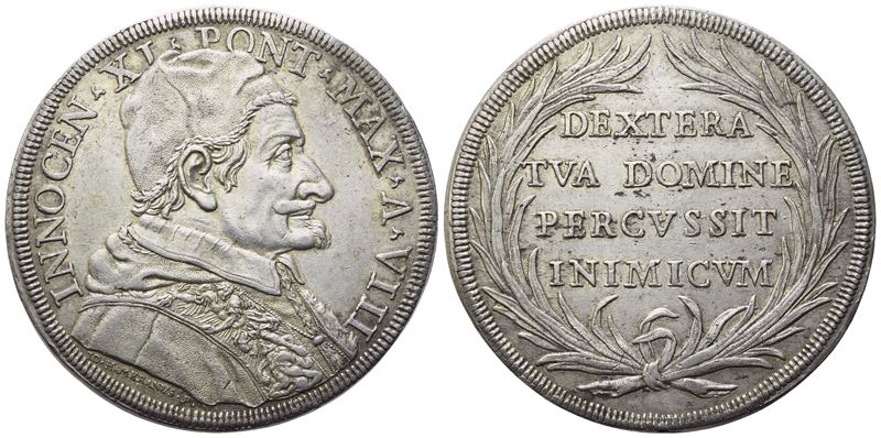 Giovanni Hamerani, Innocenzo XI, Piastra 1684 (Anno VIII), Roma
