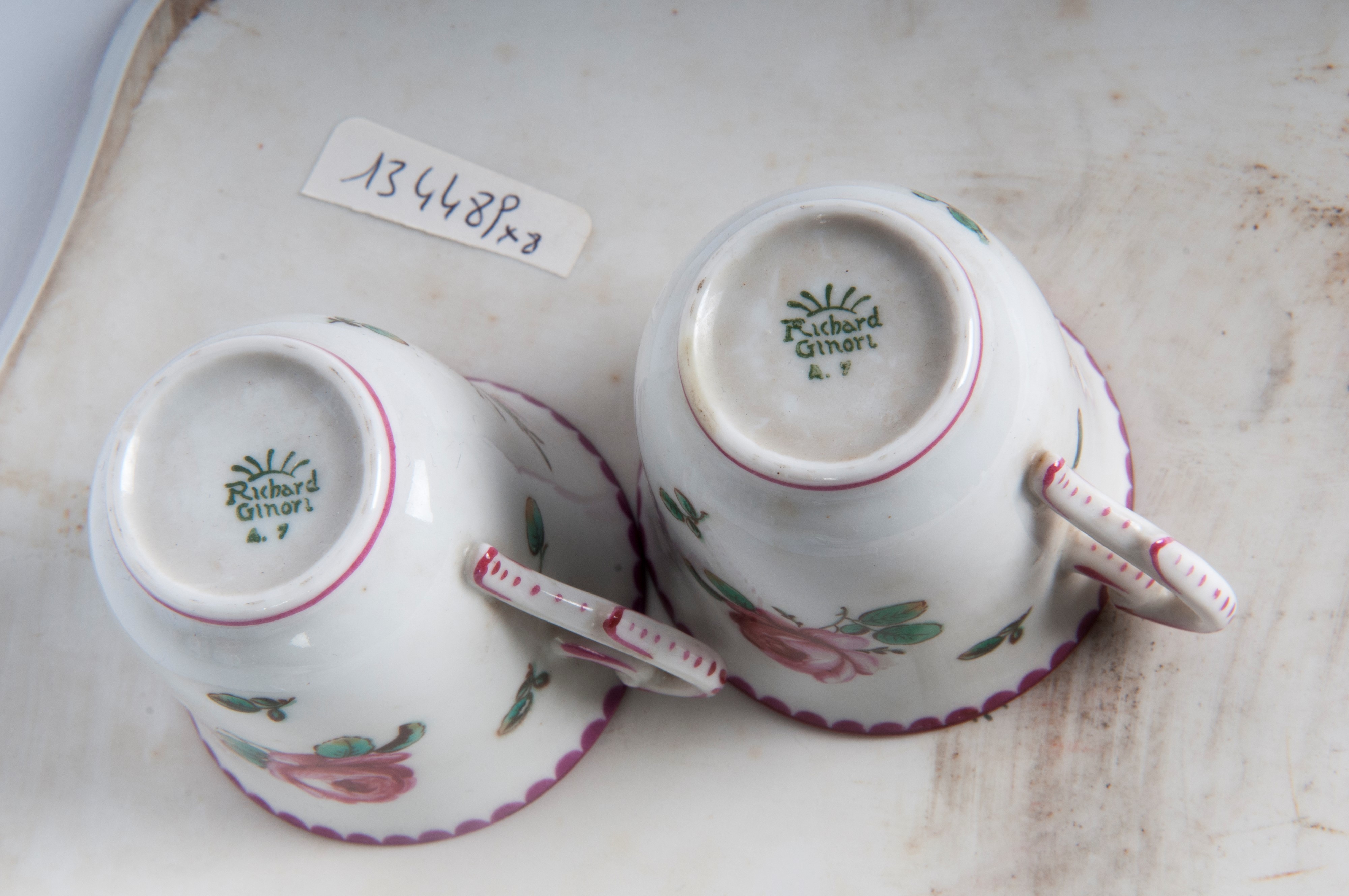 Manifattura Ginori, Tè a Tè da Caffè in Porcellana con Decoro Floreale
