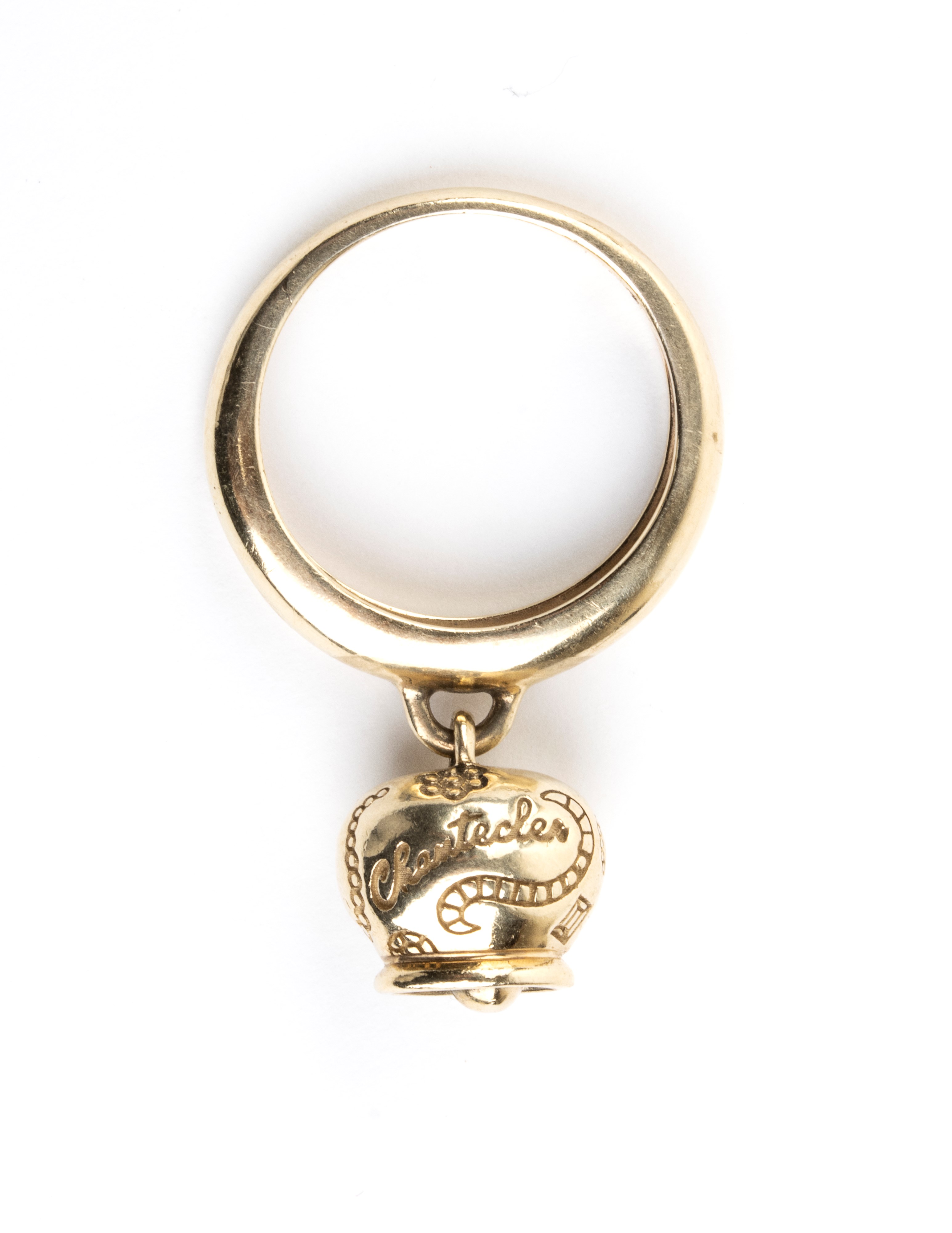 Chantecler - Anello in oro giallo 14k con pendente a forma di campanella