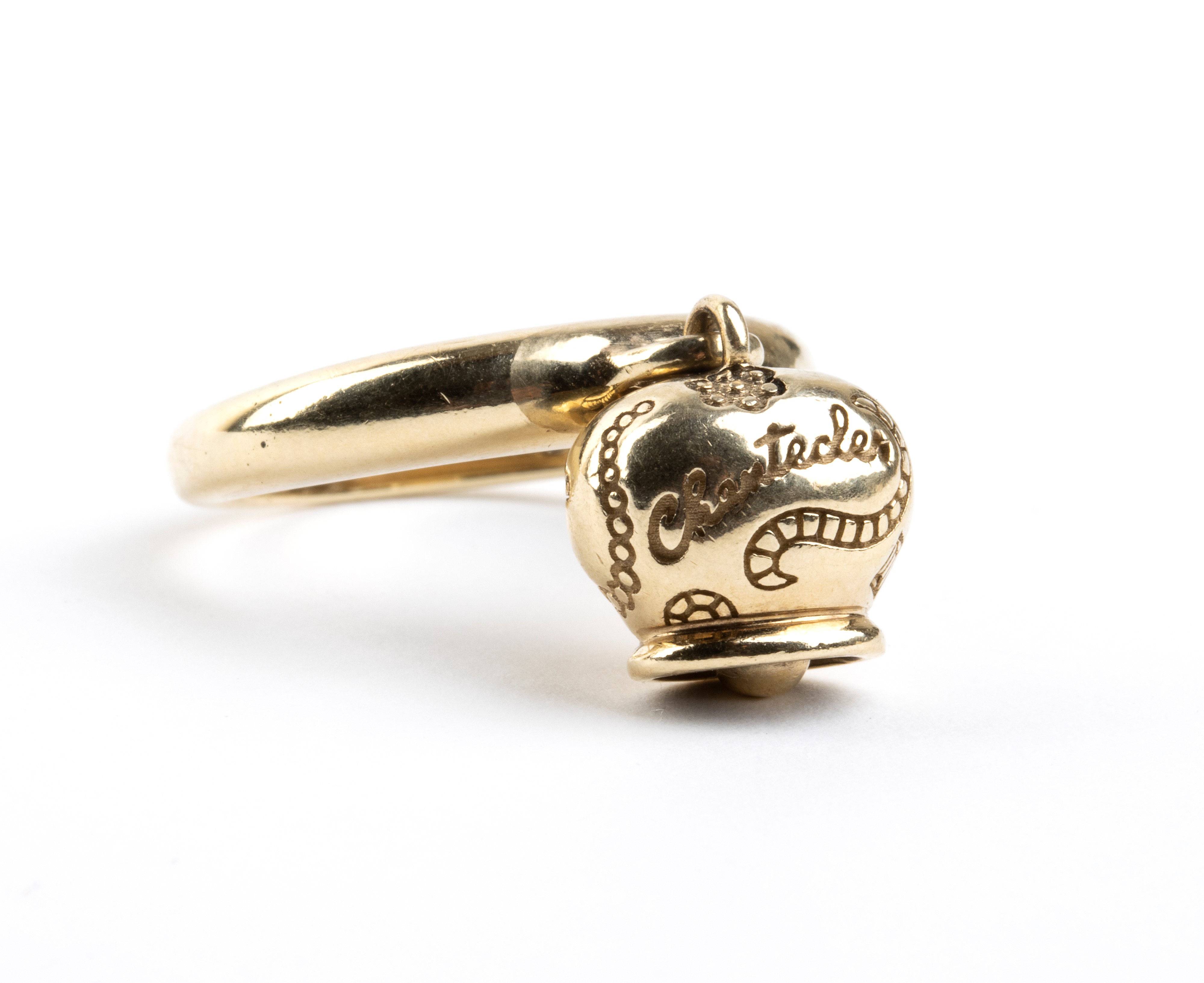 Chantecler - Anello in oro giallo 14k con pendente a forma di campanella