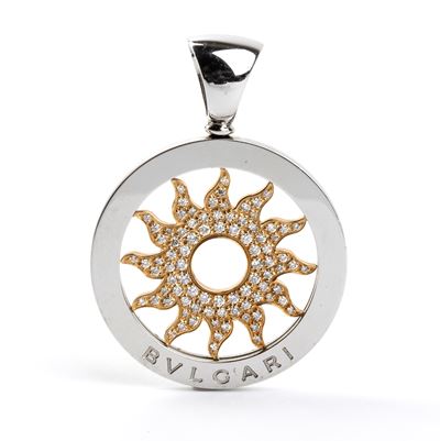 Pendente “Tondo” in acciaio e oro giallo 18k con diamanti