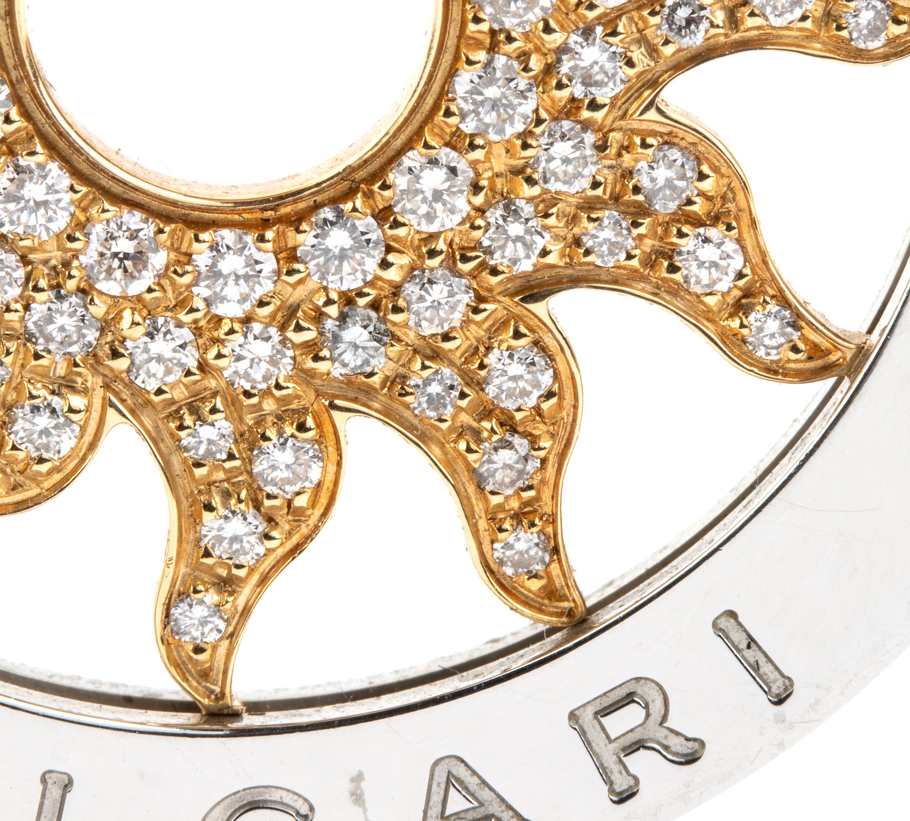 Bulgari - Pendente “Tondo” in acciaio e oro giallo 18k con diamanti