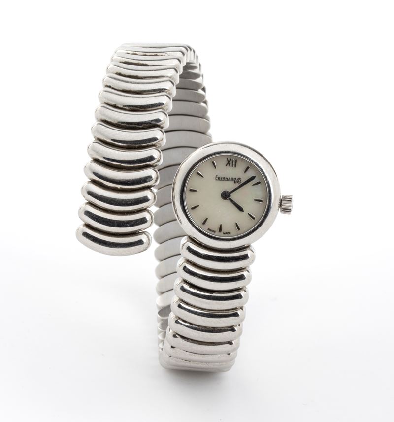 Eberhard - Orologio Lady con cassa in acciaio e bracciale elastico integrato