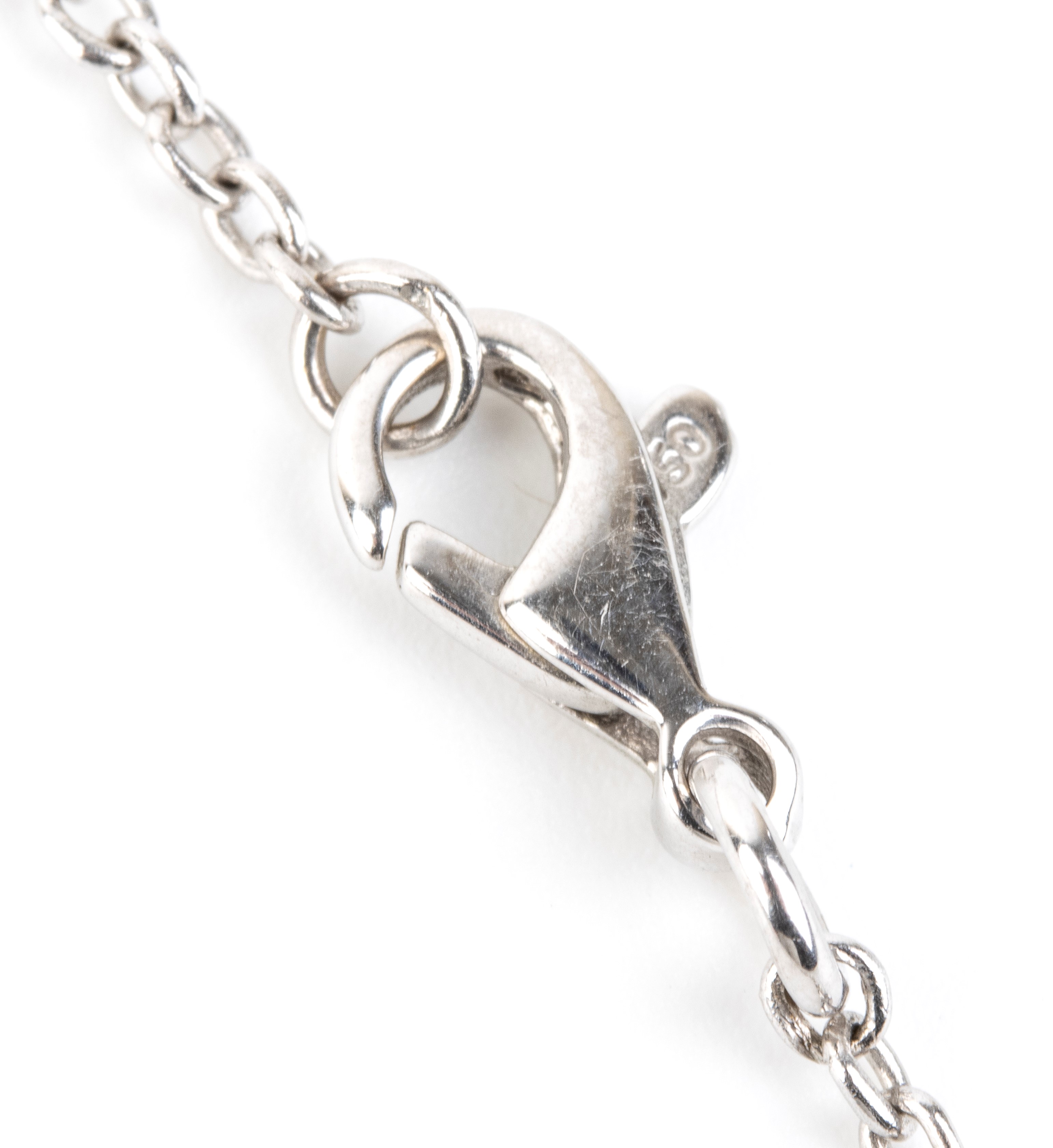 Asta con catene in oro bianco 18k e diamanti, set di tre catenine a maglia forzatina