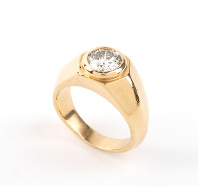 Anello solitario, oro giallo con diamante taglio brillante