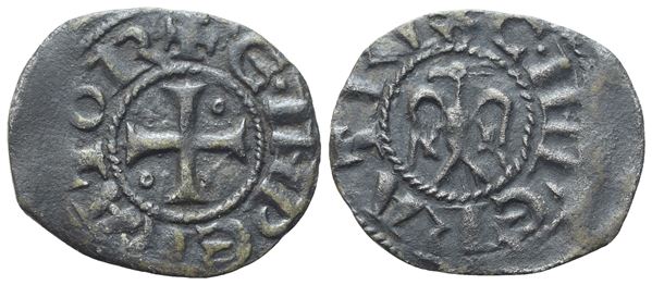 MESSINA. Enrico VI e Costanza d'Altavilla (1194-1197). Denaro; Mi (0,71 g; 16,2 mm)