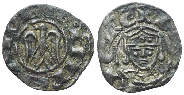 MESSINA. Enrico VI e Federico II (1196-1197). Denaro; Mi (0,54 g; 14 mm)