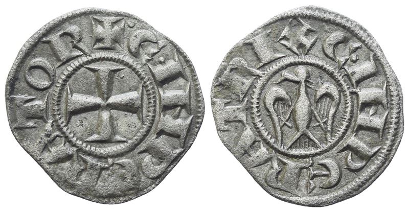 MESSINA. Enrico VI e Costanza d'Altavilla (1194-1197). Denaro; Ag (0,81 g; 15,5 mm)