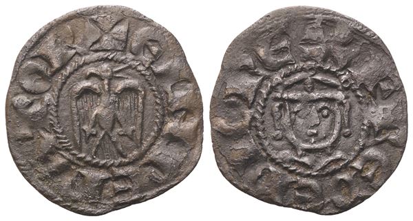 MESSINA. Enrico VI e Federico II (1196-1197), Denaro; Mi (0,69 g; 16 mm)