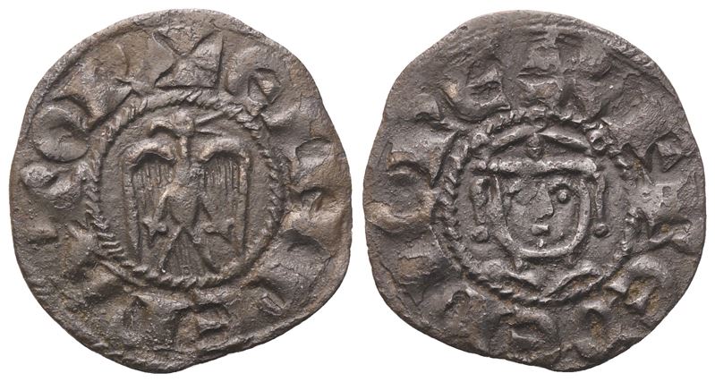 MESSINA. Enrico VI e Federico II (1196-1197), Denaro; Mi (0,69 g; 16 mm)