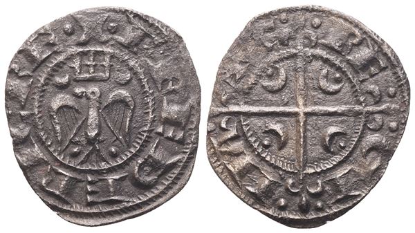 MESSINA. Federico II (1197-1250). Mezzo denaro per le nozze con Costanza d'Aragona; Mi (0,58 g; 15 mm)