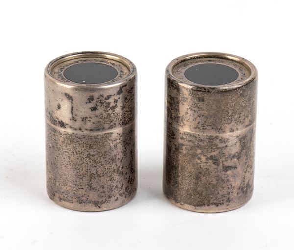 BULGARI - Coppia di porta fiammiferi in argento 