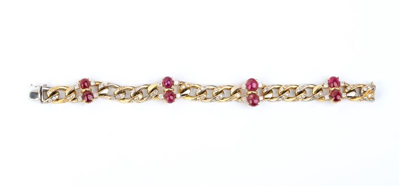 Bracciale in oro con rubini e diamanti