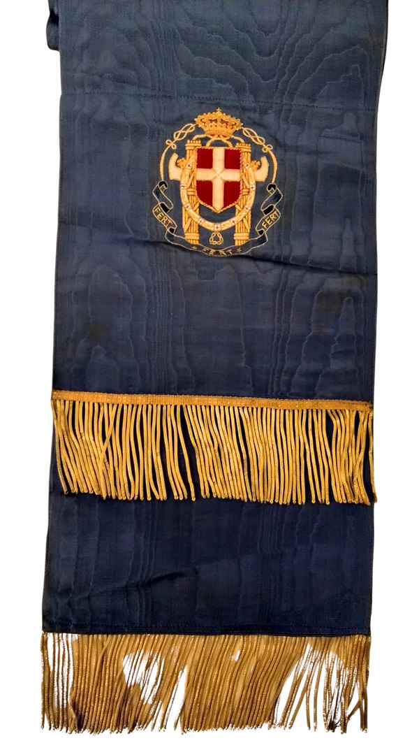 Blue silk sash with state coat of arms