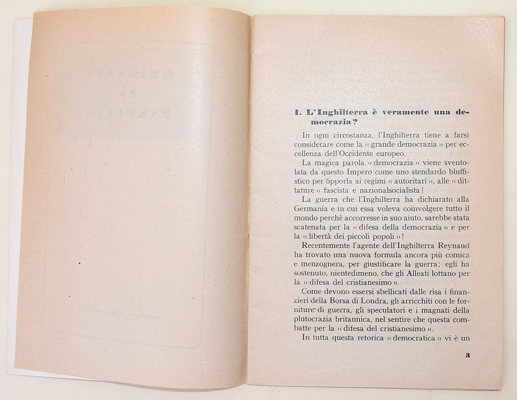 Opuscoli di propaganda politica durante la II Guerra Mondiale, 1940