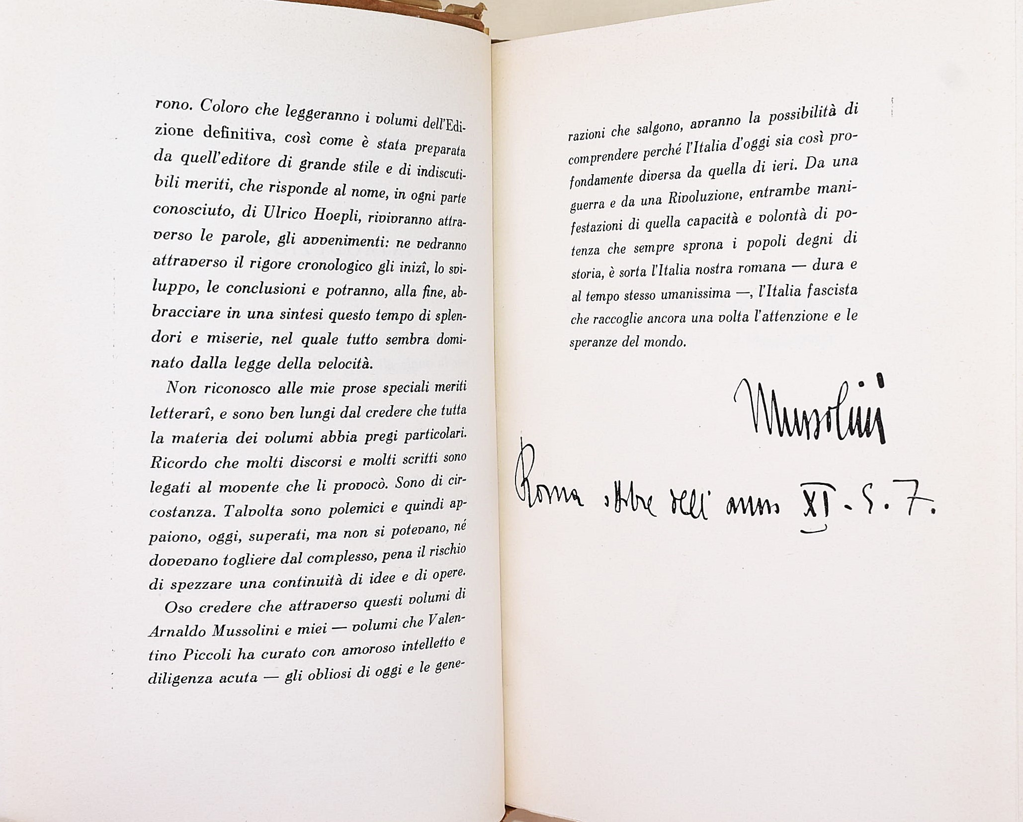 Mussolini, Scritti e discorsi (Hoepli) 14 volumi