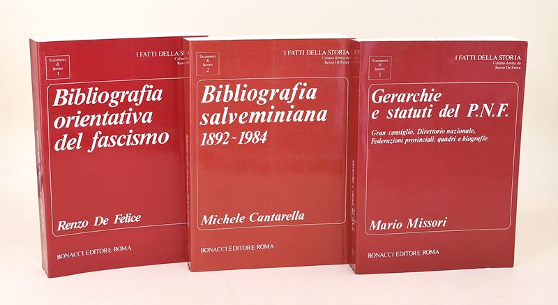 De Renzo, Bibliografia orientativa del fascismo; Cantarella, Bibliografia salveminiana 1892-1984;...