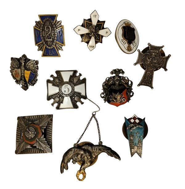 Poland, batch of ten regimental badges