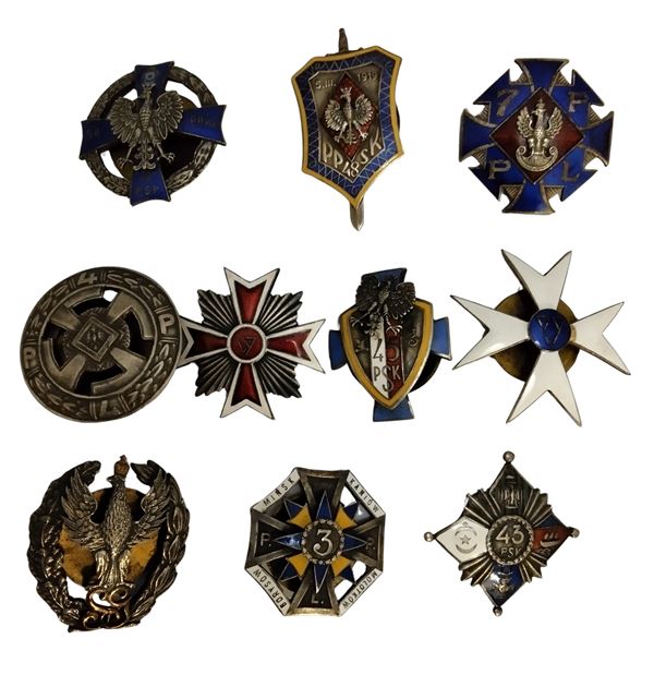 Poland, batch of ten regimental badges