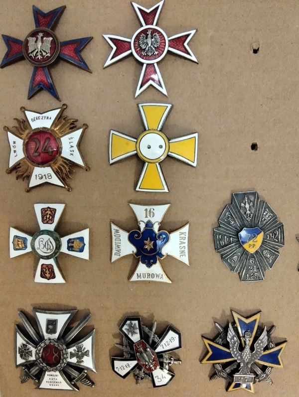 Poland, batch of ten regimental badges