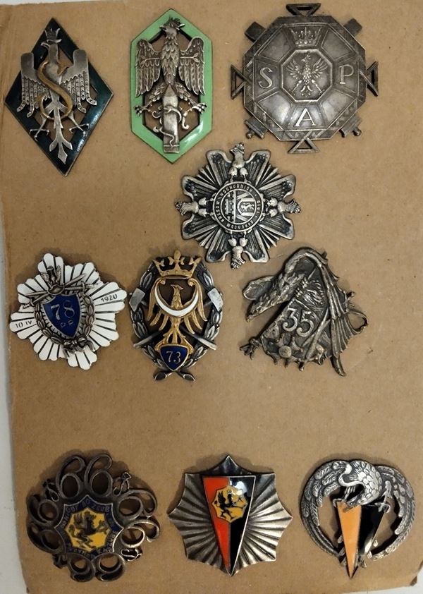 Poland, batch of ten regimental badges