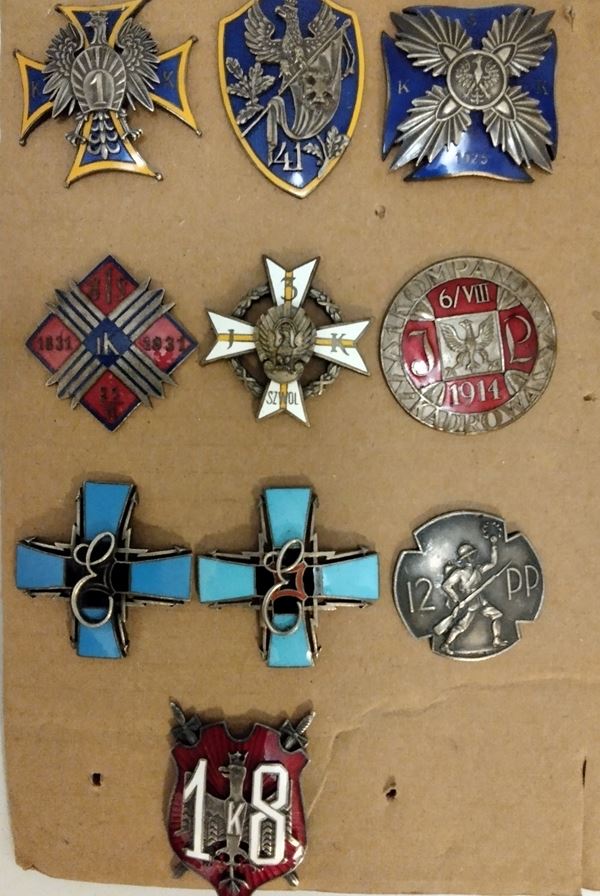 Poland, batch of ten regimental badges