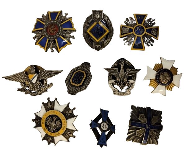 Poland, batch of ten regimental badges