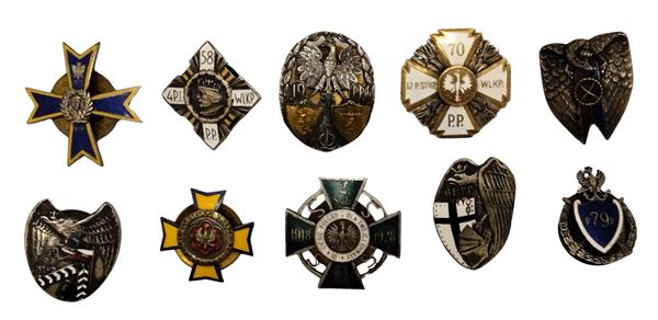 Poland, batch of ten regimental badges