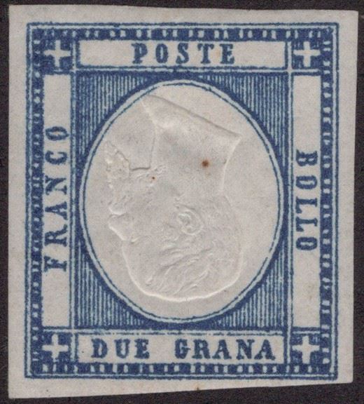 Prov. Napoletane, 1861 - 2gr. Azzurro oltremare vivo con effige capovolta, nuovo con gomma MLH