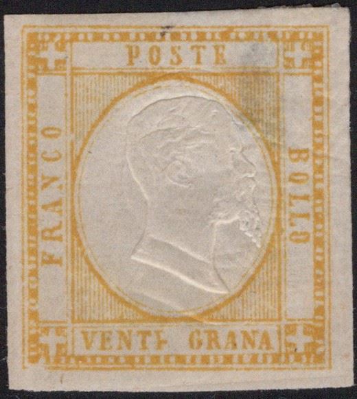 Prov. Napoletane, 20 grammi con tripla effige, 1861