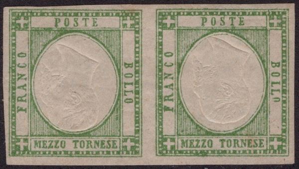 Prov. Napoletane - 1/2 tornese, coppia con effige capovolta.
