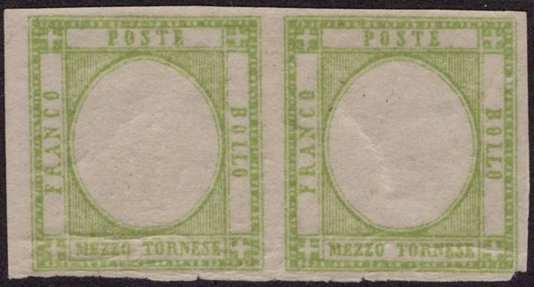 Neapolitan Province - 1/2 tornese pair without effigy and gummed only on the front.