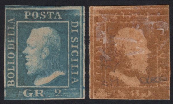 Sicilia - 2gr. I tav. Carta di Napoli con inchiostro oleoso, nuovo con gomma.