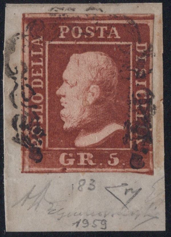 Sicilia - 5gr. I tav. rosso brunastro su frammento.