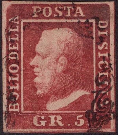 Sicilia, Tavole Carminio n.9a, 1859, 5gr
