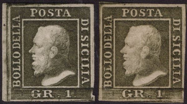 Sicilia - 1gr. III tav. due esemplari nuovi con gomma.