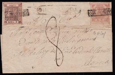 Postiglione, Lettera affrancata del 1858 per Roma
