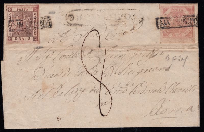 Postiglione, Lettera affrancata del 1858 per Roma