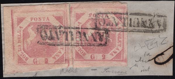 Napolli - 2gr. II tav. rosa lillaceo con bordo di interspazio a sinistra.