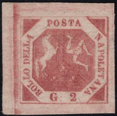 Chiavarello/Enzo Diena, Napoli, 2 gr. rosa brunastro (III tav.), linguellato con piena gomma