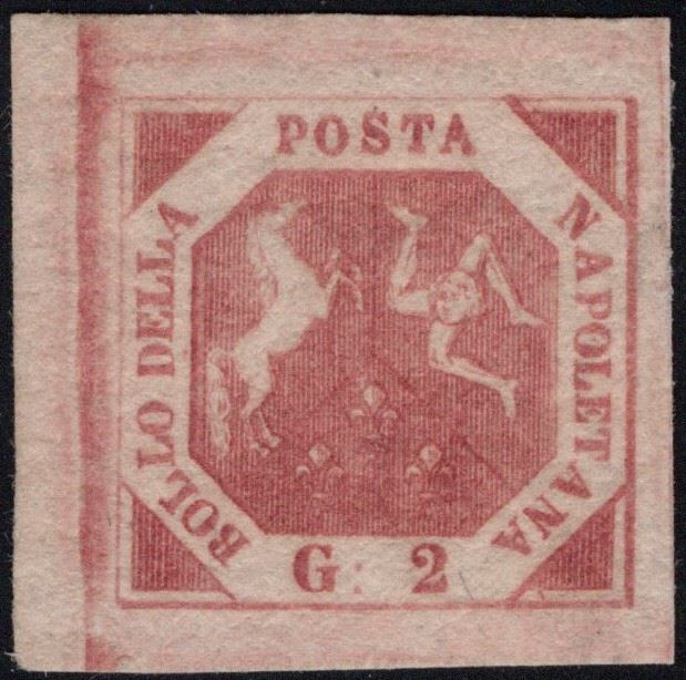 Chiavarello/Enzo Diena, Napoli, 2 gr. rosa brunastro (III tav.), linguellato con piena gomma