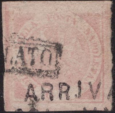 Napoli, 1/2 grana del 1858 con annullamento SD