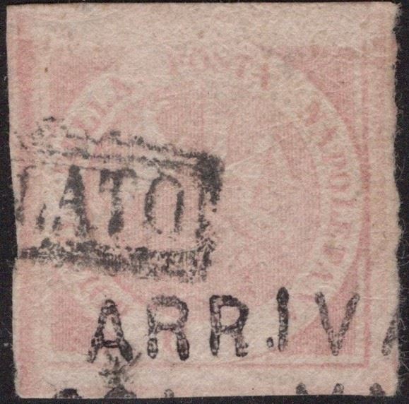 Napoli, 1/2 grana del 1858 con annullamento SD